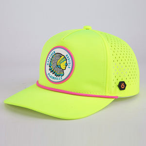 Personalizado 5 Panel Impermeable Poliéster Corte Láser Agujero Deportes Papá Sombrero Perforado Golf Gorras Cuerda Sombrero Diseño Parche Logo Gorra de béisbol - Product Image 3