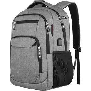 Tas punggung Laptop 18 inci daur ulang, tas Notebook bisnis dengan Port pengisian USB ransel Laptop tahan air kustom untuk pria
