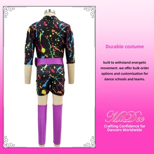 Traje de Baile Hip Hop Colorido Abstracto MiDee para Niñas con Lazo y Sujetador Separado Incluido para Actuaciones en Escenario - Product Image 5