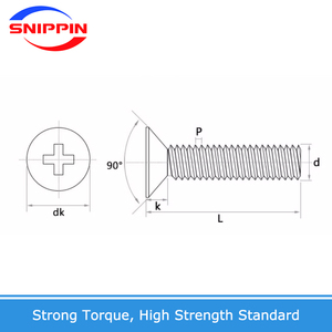 Viti Micro a <span class=keywords><strong>Testa</strong></span> <span class=keywords><strong>Svasata</strong></span> con Intaglio a Croce Phillips in Acciaio Inossidabile 304, Metriche M1.6-M10, DIN965 - Product Image 5