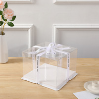 Boîte à gâteau de 4/6/8/10/12 pouces avec couvercle transparent pour boîte cadeau de mariage, boîtes à gâteau carrées en plastique personnalisées avec fenêtre