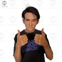 Masques de tête en silicone réalistes fabriqués à la main avec cheveux, design personnalisé, pour Halloween, fête, cosplay, simulation de masque masculin asiatique