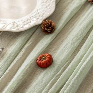 Chemin de table vert sauge en gaze de coton de 120 pouces (10 pieds) pour mariage, baby shower, douche nuptiale, décoration printanière - Product Image 2