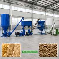 Ligne complète de production de granulés d'aliments pour volailles avec broyeur, mélangeur, convoyeur, refroidisseur et machine d'emballage