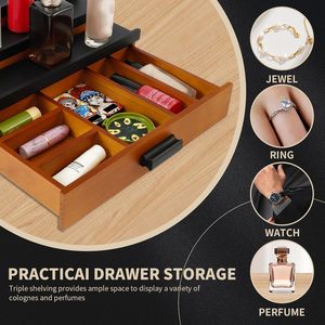 JUNJI Élégant présentoir de stockage de parfum à 3 niveaux Versatile Cologne Étagère Tiroir Organisateur pour la maison Artisanat en bois Panneau mural - Product Image 5