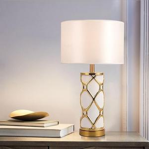 Contemporary Black Brass LED Table <b>Lamp</b> Gold Geometric Design <b>Drum</b> Fabric <b>Shade</b> Eco-Friendly Eye Caring Warm White Light for - Product Image 5