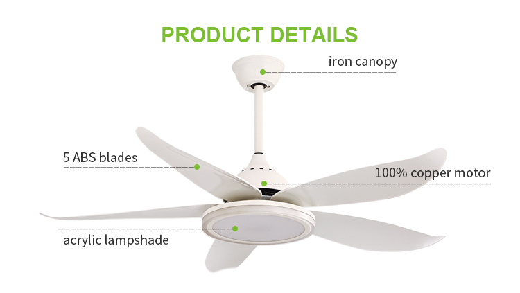 Breeze.Lux Model good quality traditional series 48 inch 5 blade ABS material White 5 blades AC motor ceilling fan light