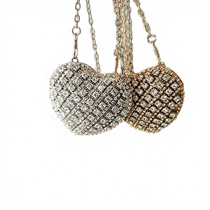 Bolso de mano mini de moda con diamantes, color rojo, para verano, con cadena y borla, de aleación duradera, para uso nocturno de mujer - Product Image 1