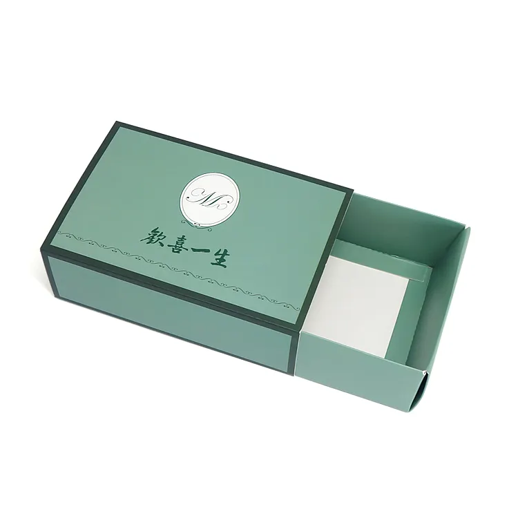 Caja de papel de Tarjeta blanca más barata para embalaje de regalo caja de cajón verde personalizada para cosméticos y perfumes
