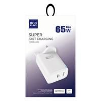 Chargeur mural USB C 65W avec prise britannique 3 broches, charge rapide USB Type C PD 65W, adaptateur de voyage rapide USB-C pour téléphone portable