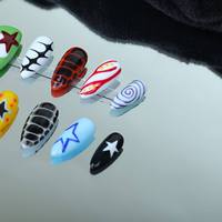 Uñas artificiales hechas a mano, forma de almendra, estilo pintado a mano de colores brillantes, fábrica reutilizable de alta calidad al por mayor.