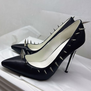 Big Size 45 Dress Sexy Outdoor Pumps Women's Wide Fit Stiletto Sandals <b>Long</b> Rivets Thin Heels Shoes - Product Image 2