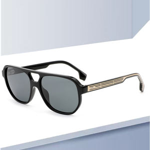 2025トレンドトレンド偏光サングラス手作りアセテートクラシックUV400シェードサングラスグレー男性用高品質ガファスデソル - Product Image 1