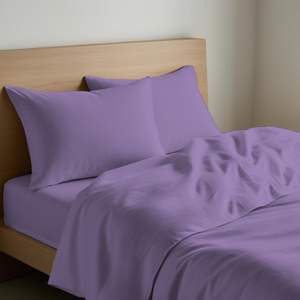 Ensemble de draps en coton lilas, taille simple, taie d'oreiller incluse - Product Image 3