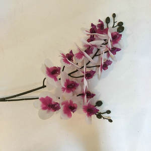 Film-bertekstur dua cabang <span class=keywords><strong>Mini</strong></span> <span class=keywords><strong>Phalaenopsis</strong></span>, bunga buatan pernikahan, dekorasi rumah sentuhan lembab - Product Image 6