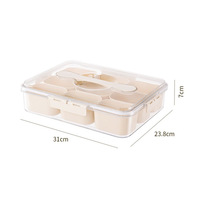 Plateau de service divisé pour épices écologique avec couvercles, 9 compartiments, récipient de stockage en silicone scellé pour fruits et légumes