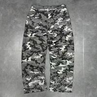 Pantalon streetwear personnalisé 100% coton, hiver, imprimé camouflage, strass, design troué, style hip-hop pour hommes