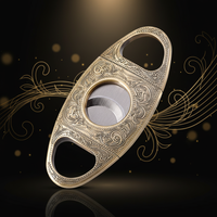 JIFENG T313 Cadeau Fête des Pères – Ensemble Coupe-Cigare et Briquet en Métal Gravé Style Rétro Classique, Finition Argent Antique/Bronze