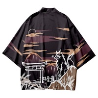 Chemises d'été grande taille à imprimé renard anime, kimono traditionnel ample, yukata japonais, cardigan cosplay, vêtements haori pour hommes et femmes