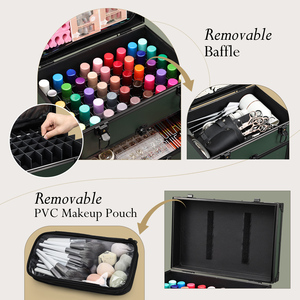 Rolling <b>Makeup</b> <b>Case</b> Storage Drawer Small Bag Travel Cosmetic Train <b>Case</b> with wheels Salon Barber Suitcase Beauty Cart Trunk - Product Image 3