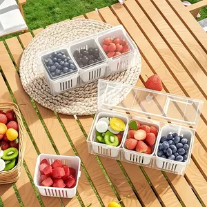 Reusable Kitchen Organizer with 3 Grids Plastic Food <b>Storage</b> <b>Container</b> for Garlic Onion Pepper Fruit Vegetable Drain Basket - Product Image 3