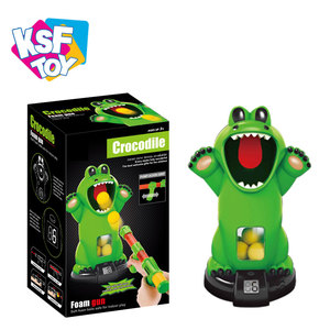 kids indoor playing funny shooting game toy crocodile shaped design safe EVA foam soft ball gun with counter - Product Image 6