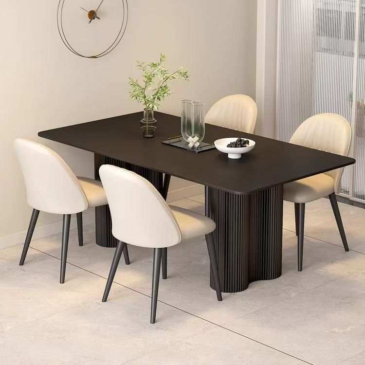 Italian Modern Black Rock Plate Dining Table – Rectangular Restaurant & Café Furniture