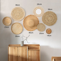 Decoración de Pared de Paja y Ratán Hecha a Mano, Estilo Macramé, Decoración de Pared de Algodón Tejido, Estilo Bohemio, Venta al Por Mayor