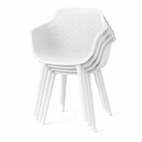 Chaise de salle à manger en plastique empilable, gain de place, facile à nettoyer, légère, en polypropylène, avec accoudoirs, pour extérieur, café, restaurant, terrasse