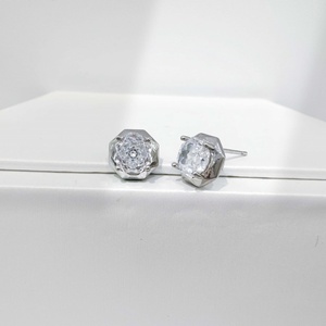 custom 925 plata sterling silver Classic Everyday stone <b>earring</b> Geometric Gold Plated rose cut cubic zirconia <b>fine</b> <b>stud</b> <b>earrings</b> - Product Image 3