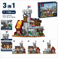 Ensemble de blocs de construction de château médiéval moderne 3 en 1 avec lumière LED, 1780 pièces, jouets en plastique ABS pour adultes et adolescents