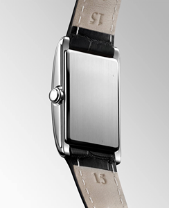 Ladies Rectangular Style Watch Polished Stainless Steel Case Embossed Leather Strap Roman Numeral Dial Subdial Longinesing - Product Image 3