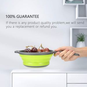 Passoire de cuisine pliable avec poignée, en silicone de qualité alimentaire, passoire de cuisine gain de place, passoire pliable - Product Image 3