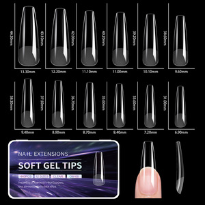 Высококачественные накладные ногти с полным покрытием, 10 различных форм, полуматовые, из мягкого геля, 550 шт./упаковка, формы «миндаль», «катафалк», Gel X - Product Image 3