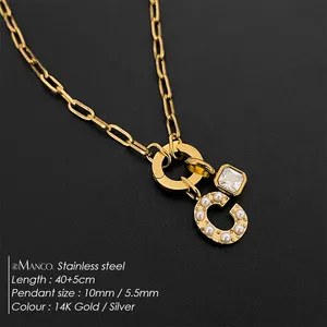 Collana eManco Dropshipping versatile in acciaio inossidabile color oro con ciondolo a forma di lettera e gemma per occasioni casual - Product Image 2