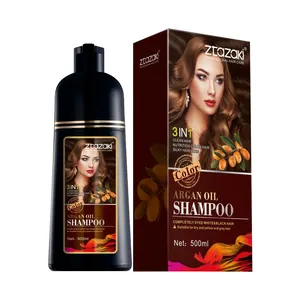 Ztazaki OEM atacado Preto Tintura de Cabelo Shampoo óleo de Argan Produtos Químicos Livres de Cor Suave Tintura de cabelo Shampoo para cabelos grisalhos