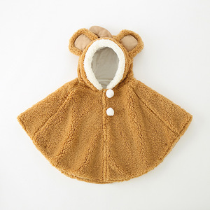 Cape d'hiver unisexe pour bébé garçon et fille, en sherpa, avec <span class=keywords><strong>capuche</strong></span> à oreilles d'animaux, pompon et boutons, chaude et confortable, pour nourrissons et tout-petits - Product Image 4
