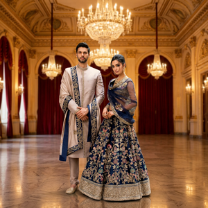 Indian Pakistani Lehenga Choli Set with Sherwani Pants and Heavy Embroidery Work - Product Image 6