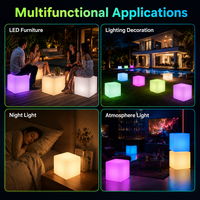 COOLQING Ensemble Table et Chaises LED Durables, 16 Couleurs Changeantes, Meubles Lumineux, Table et Chaises Cube LED pour Événements