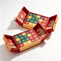 Boîte de calendrier de l'avent personnalisée de qualité supérieure avec logo, emballage à double porte avec compartiments, boîte en carton recyclable pour cadeau, cosmétique, artisanat