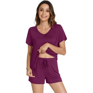 Ensemble pyjama femme en viscose bambou, ample et confortable, deux pièces (haut et short), vêtements de détente, tailles S à XXL - Product Image 5