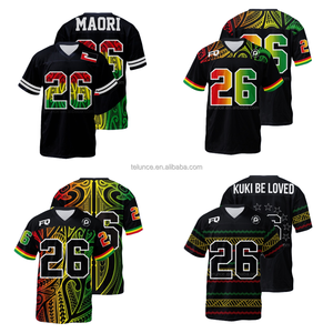 Maillot de football américain personnalisé avec un design pur Maori Rasta, logo personnalisé, numéro, vêtements de sport, maillot de football Tonga Samoa pour hommes - Product Image 3