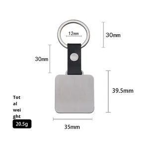 Porte-clés personnalisé en acier inoxydable avec gravure laser, impression UV couleur, forme cube, boucle en cuir, pour festival - Product Image 2