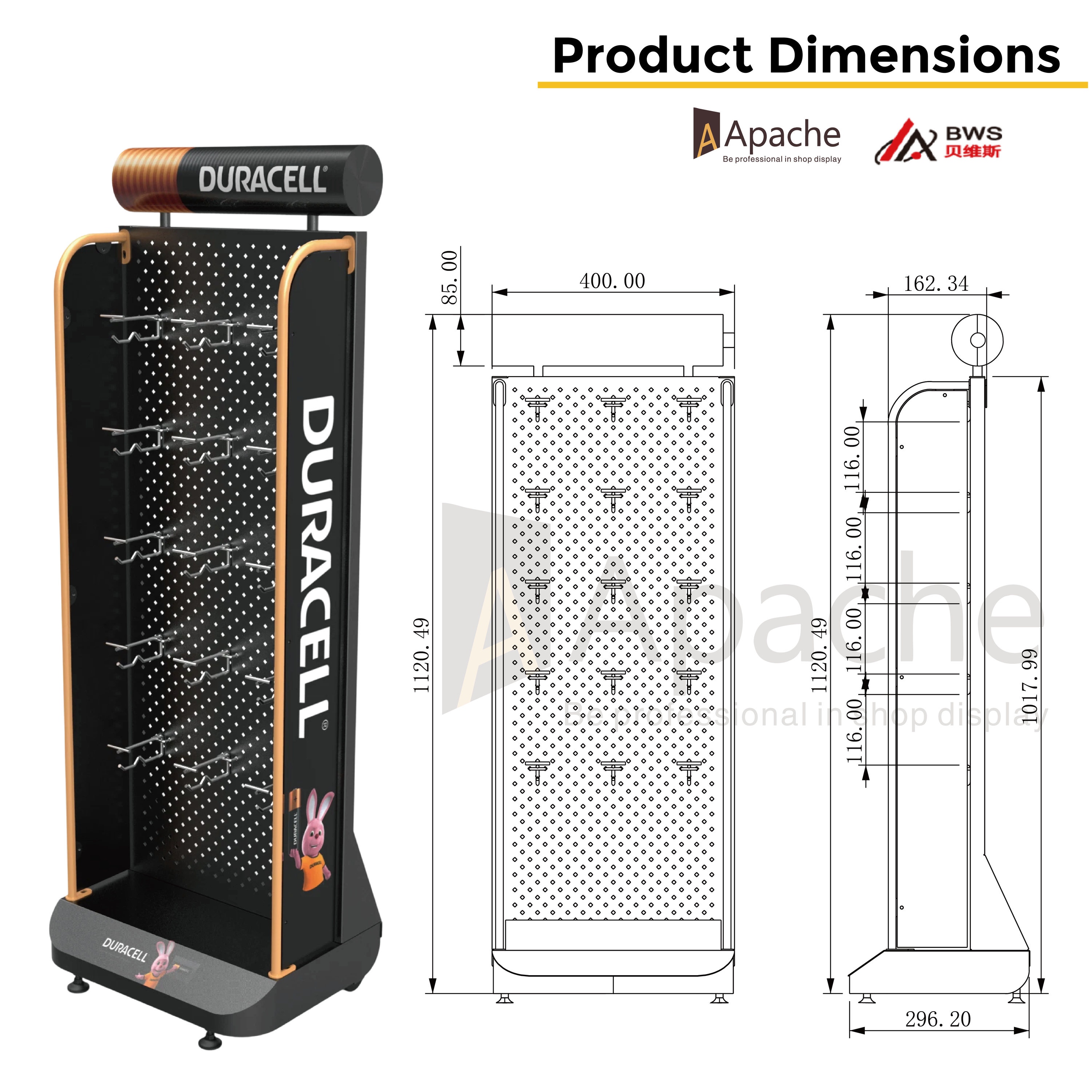 Apache Custom 4 Tier Lubricating Oil Display Shelf for Auto Repair Shops, Gas Stations and Automotive Part Stores — view 3