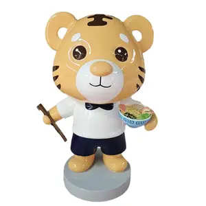 Playground Custom Sculpture Decoration Fiberglass Little Tiger Cartoon Statue For Sale