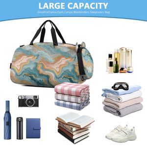 Sac de sport et de voyage unisexe en polyester à imprimé marbré avec logo personnalisé pour enfants, filles et garçons - Product Image 5