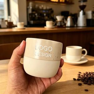 Tazze da Tè ed Espresso in Ceramica Opaca Beige <span class=keywords><strong>Senza</strong></span> Manico da 100ml, 180ml, 230ml, 290ml con Logo Personalizzato, Stoviglie per Caffè Sicure per Alimenti all'Ingrosso - Product Image 2