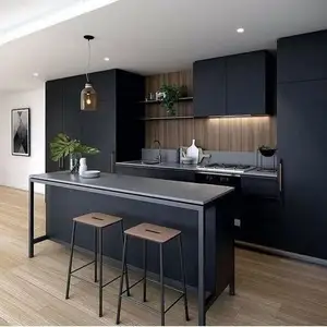 Vermont Customized Black High Quality LuxuryHigh Gloss Lacquer Modern Wall Oak Wood White High Gloss Kitchen Cabinets