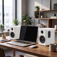 Altavoces de Alta Potencia de 60 W con Salida de 2.0 Canales, Tweeter y Woofer, Sistema de Sonido Estéreo de Madera para Computadora