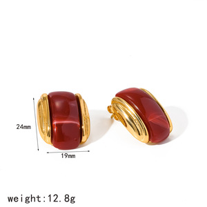 Boucles d'oreilles coeur en acier inoxydable 316L plaqué or 18k Boucles d'oreilles mode pour femmes sans ternissement - Product Image 5